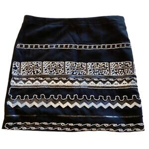 Ya Los Angeles Beaded Black Mini Skirt Medium NWT